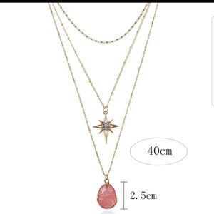 Quartz Crystal Necklace for Women Pendant Bohemia